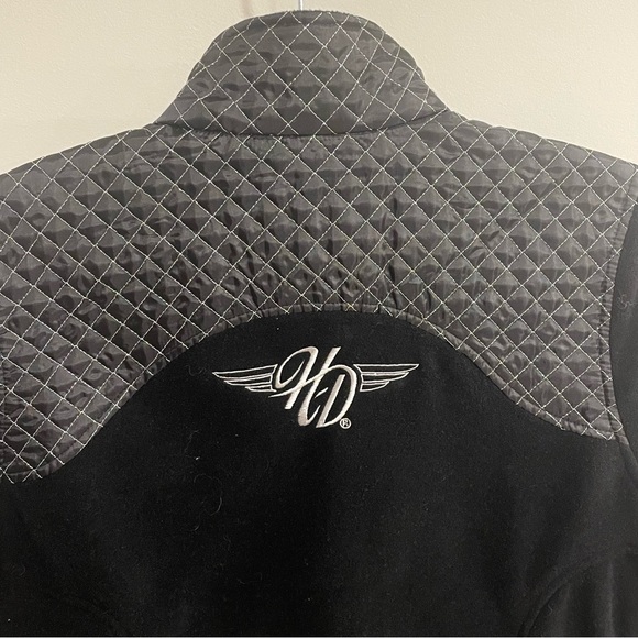 HARLEY DAVIDSON Fleece Embroidered Full Zip Jacket - Black Size Medium - Picture 6 of 10